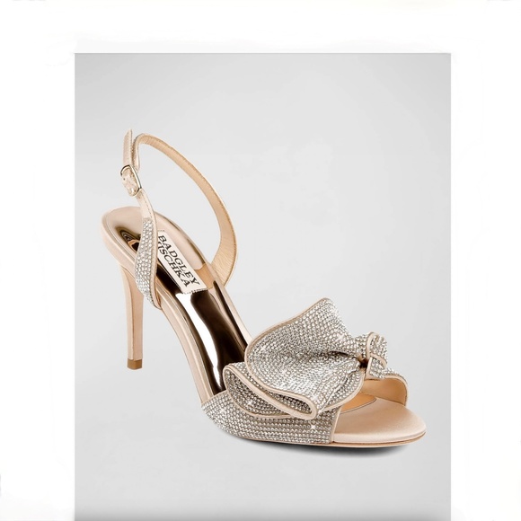 Badgley Mischka Rennie Rhinestone Ruffle Satin High Heel Stiletto Sandals US8 - Picture 12 of 14